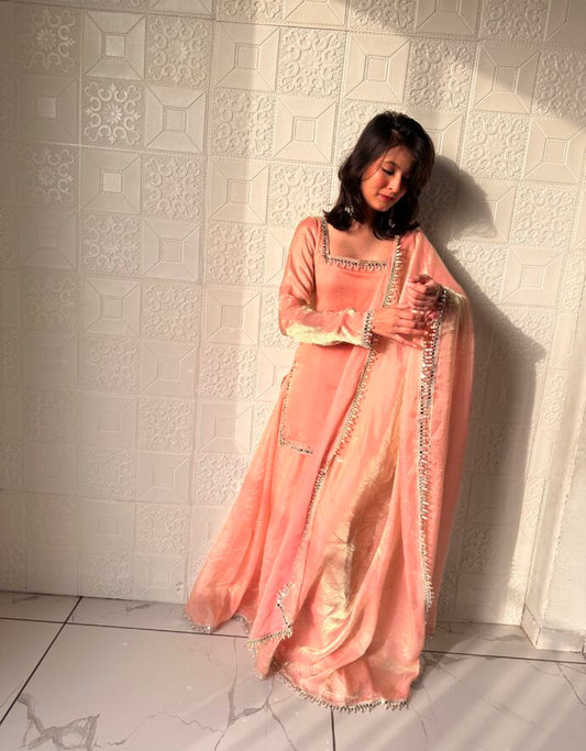Peach Sharara Set
