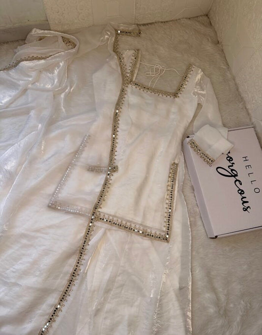 White Sharara Set